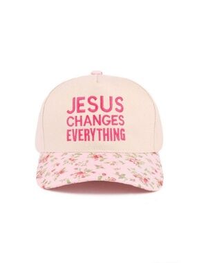 Pink 'Jesus Changes Everything' Floral Baseball Cap